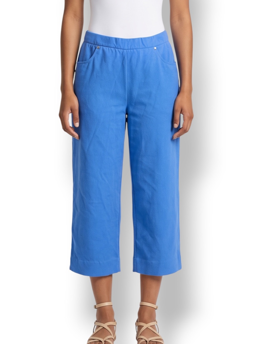 4/$20 Alfred Dunner Royal Blue Pull-On Capri Pants Elastic Waist Size 10